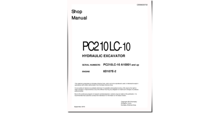 PC210LC-10 (SN from A10001) Crawler Excavators (USA) Workshop Manual (CEBM026702)