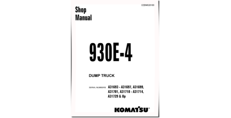 930E-4 (SN:A31693-31697; A31699; A31701; A31710-31714; A31729-) Electric Dump Trucks (USA) Workshop Manual (CEBM028100)