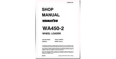 WA450-2 (SN from A25001) 4WD Wheeled Loaders (Japan) Workshop Manual (CEBMW21020)