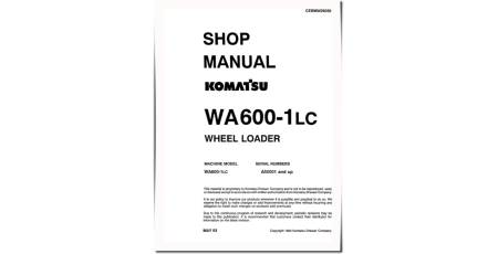 WA600-1-LC (SN from A50001) 4WD Wheeled Loaders (USA) Workshop Manual (CEBMW26030)