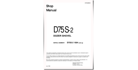 D75S-2 (SN from 1004) Crawler Loaders (Japan) Workshop Manual (D75S2BE2)