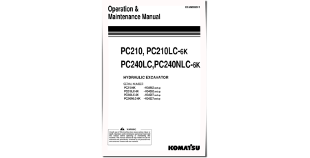 PC210-6K, PC210LC-6K, PC240LC-6K and PC240NLC-6K Crawler Excavators (UK) Operate and Maintenance manual (EEAM006011)