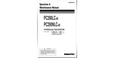 PC290LC-6K and PC290NLC-6K (SN: K30001-34000) Crawler Excavators (UK) Operate and Maintenance manual (EEAM010300)