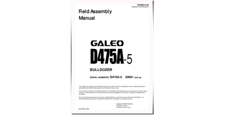 D475A-5 (SN from 20001) Crawler Dozers (Japan) Field Assembly Manual (GEN00012-00)