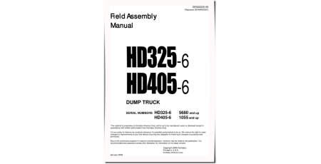 HD325-6 (SN from 05680) and HD405-6 (SN from 01055) Rigid Dump Trucks (Japan) Field Assembly Manual (GEN00020-00)