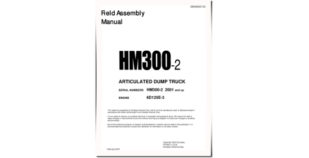 HM300-2 (SN from 02001) Articulated Dump Trucks with 6D125E-3 engines (Japan) Field Assembly Manual (GEN00037-03)