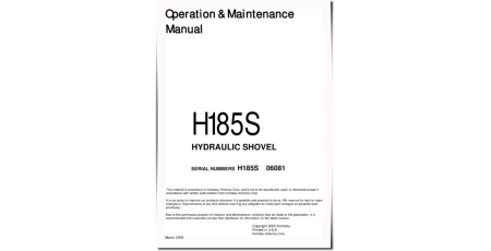 (Demag) H185S (SN: 6081) Hydraulic Shovels (Germany) Operate and Maintenance manual (H185S06081OMM)