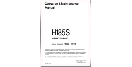 (Demag) H185S (SN: 6108) Hydraulic Shovels (Germany) Operate and Maintenance manual (H185S06108OMM)