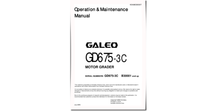 GD675-3 (SN from B30001) Motor Graders (Japan) Operate and Maintenance manual (KEAD038000)