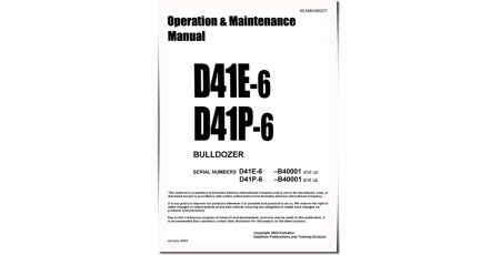 D41E-6 (SN from B40001) and D41P-6 (SN from B40001) Crawler Dozers (Japan) Operate and Maintenance manual (KEAD048600)