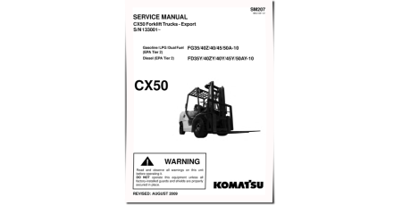 CX50 FD35Y-10, FD40Y-10, FD45Y-10, FD50AY-10 Diesel, FG35-10, FG40-10, FG45-10 LPG Tier2 Forklift Truck Service Manual (SM207)