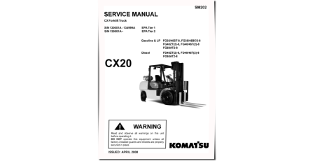 CX20 FD40/45(Z)T(2)-8, FD50AT2-8 Diesel; FG35/45BCS/ST-8, FG40/45(Z)T(2)-8, FG50AT2-8 LPG Forklift Truck Service Manual (SM202)