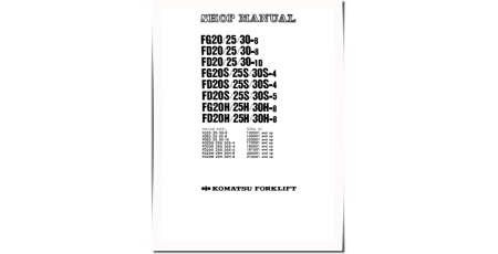 FD20/25/30-8/10, FD20/25/30H-8, FD20/25/30S-4/5 Diesel; FG20/25/30(H)-8, FG20S-4 LPG Forklift Trucks Workshop Manual (SM029)
