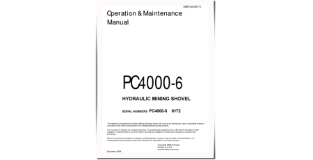 PC4000-6 (SN: 8172) Crawler Excavators (Germany) Operate and Maintenance manual (OM-PC4000-8172)