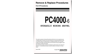 PC4000-6 Crawler Excavators (Germany) Repair Manual, Remove and Replace Procedures (RRPC4000-6)