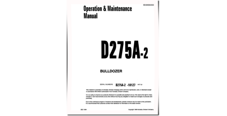 D275A-2 (SN from 10127) Crawler Dozers (Japan) Operate and Maintenance manual (SEAD000303)