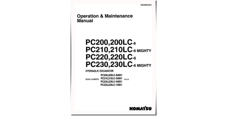 PC200(LC)-6, PC210(LC)-6, PC220(LC)-6, PC230(LC)-6 Crawler Excavators Operate and Maintenance manual (SEAD002403)