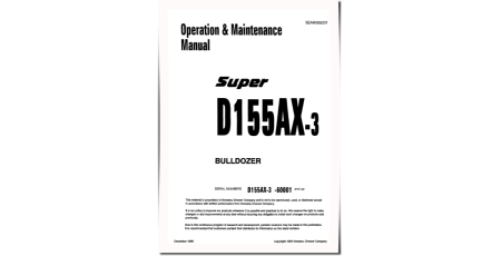 D155AX-3 (SN: 60001-60279) Crawler Dozers (Japan) Operate and Maintenance manual (SEAD005201)