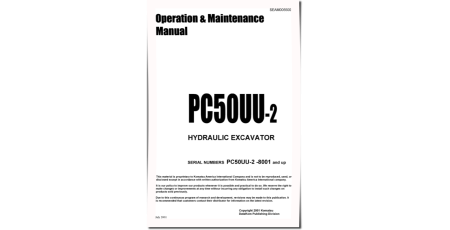 PC50UU-2 (SN: 08001-14992) Crawler Excavators (Japan) Operate and Maintenance manual (SEAD005500)