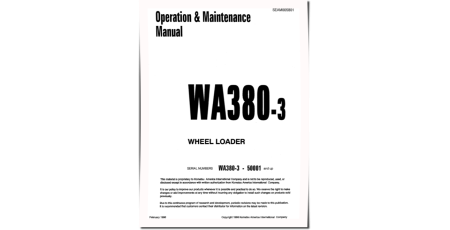 WA380-3 (SN from 50001) 4WD Wheeled Loaders (Japan) Operate and Maintenance manual (SEAD005801)