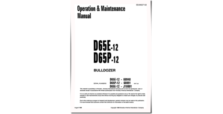 D65E-12 (SN: 60948-61440), D65P-12 (SN: 60891-61364) Crawler Dozers (Japan) Operate and Maintenance manual (SEAD007102)