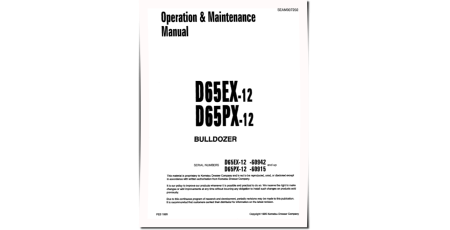 D65EX-12 (SN: 60942-61445), D65PX-12 (SN: 60915-61368) Crawler Dozers (Japan) Operate and Maintenance manual (SEAD007202)