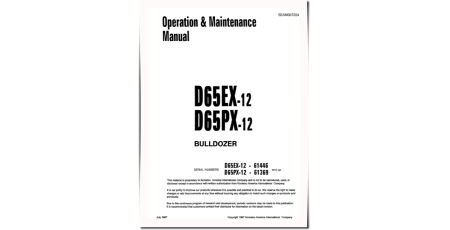 D65EX-12 (SN: 61446-62958), D65PX-12 (SN: 61369-62770) Crawler Dozers (Japan) Operate and Maintenance manual (SEAD007204)