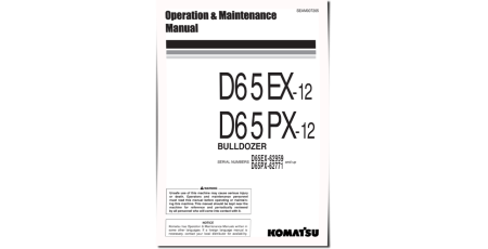 D65EX-12 (SN: 62959-63402), D65PX-12 (SN: 62771-63303) Crawler Dozers (Japan) Operate and Maintenance manual (SEAD007205)
