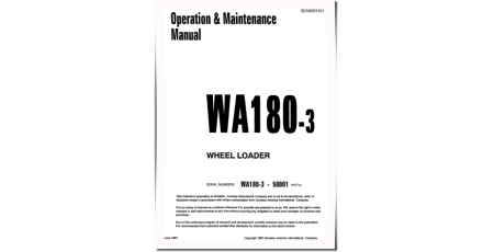 WA180-3 and WA180-3-A 4WD Wheeled Loaders (Japan) Operate and Maintenance manual (SEAD007401)