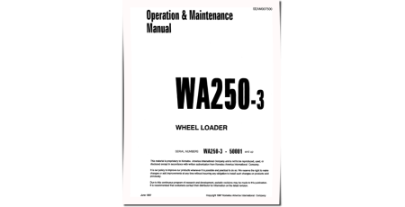 WA250-3 (SN: 50001-53000) 4WD Wheeled Loaders (Japan) Operate and Maintenance manual (SEAM007500)
