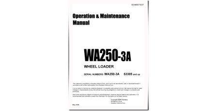 WA250-3-A (SN from 53305) 4WD Wheeled Loaders (Japan) Operate and Maintenance manual (SEAM007503)