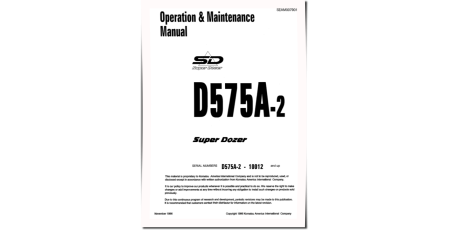 Super Dozer D575A-2 (SN: 10012-10041) Crawler Dozers (Japan) Operate and Maintenance manual (SEAD007901)