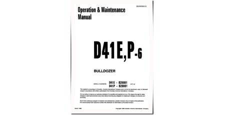 D41E-6 (SN: B20001-20500), D41P-6 (SN: B20001-20500) Crawler Dozers (Brazilia) Operate and Maintenance manual (SEAD008101)