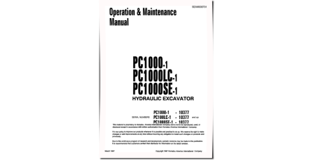 PC1000-1, PC1000LC-1 and PC1000SE-1 (SN: 10377-) Crawler Excavators (Japan) Operate and Maintenance manual (SEAD008701)