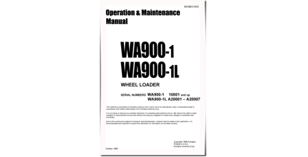 WA900-1 and WA900-1-L 4WD Wheeled Loaders Operate and Maintenance manual (SEAD010400)