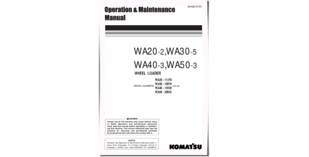 WA20-2, WA30-5, WA40-3 and WA50-3 4WD Wheeled Loaders (Japan) Operate and Maintenance manual (SEAD010700)