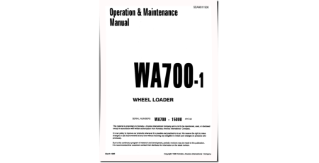 WA700-1 and WA700-1-L 4WD Wheeled Loaders Operate and Maintenance manual (SEAD011500)
