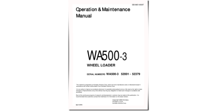 WA500-3 (SN: 52001-52379) 4WD Wheeled Loaders (Japan) Operate and Maintenance manual (SEAD014506)