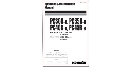 PC30R-8(SN:10001-), PC35R-8(SN:35001-), PC40R-8(SN:30001-),PC45R-8(SN:05001-) Excavator Operate&Maintenance manual (SEAD015301)