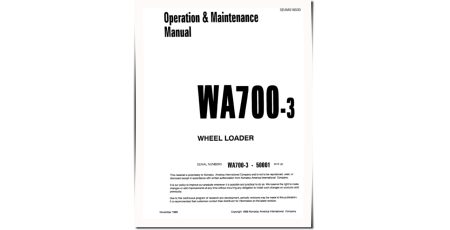 WA700-3 (SN: 50001-50009) 4WD Wheeled Loaders (Japan) Operate and Maintenance manual (SEAD018500)