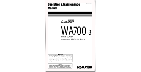 WA700-3 (SN: 50010-51000) 4WD Wheeled Loaders (Japan) Operate and Maintenance manual (SEAD018501)