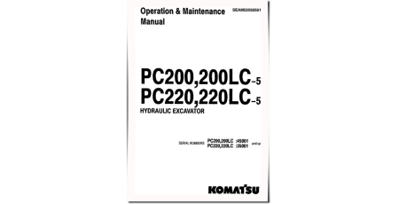 PC200-5, PC200LC-5, PC220-5 and PC220LC-5 Crawler Excavators (Japan) Operate and Maintenance manual (SEAD02050501)