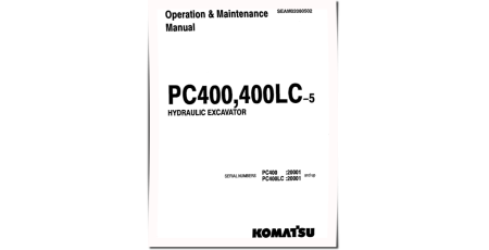 PC400-5 and PC400LC-5 (SN: 20001-20602) Crawler Excavators (Japan) Operate and Maintenance manual (SEAD02080502)