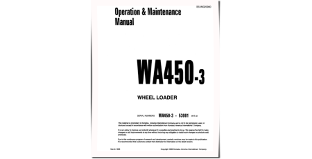 WA450L-3 (SN from 53001) 4WD Wheeled Loaders (Japan) Operate and Maintenance manual (SEAD020900)