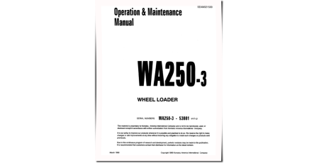 WA250L-3 (SN: 53001-53060) 4WD Wheeled Loaders (Japan) Operate and Maintenance manual (SEAM021500)