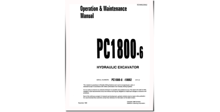 PC1800-6 (SN: 10001-10010, 10012-11001) Crawler Excavators (Japan) Operate and Maintenance manual (SEAD022902)