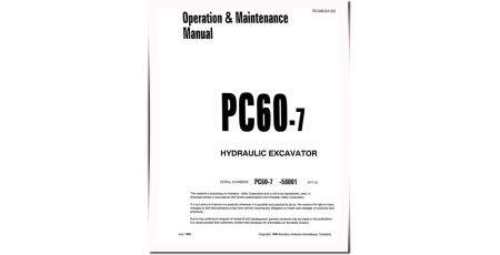 PC60-7 (SN: 58001-59596) Crawler Excavators (Japan) Operate and Maintenance manual (SEAD034100)