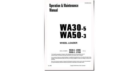 WA30-5 and WA50-3 4WD Wheeled Loaders (Japan) Operate and Maintenance manual (SEAD034300)