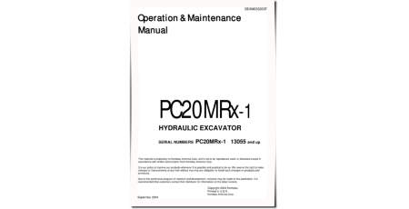 PC20MRX-1 (SN from 13055) Crawler Excavators (Japan) Operate and Maintenance manual (SEAD035203)