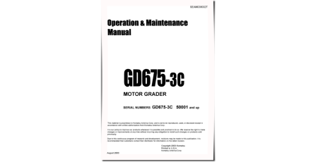 GD675-3 (SN: 50001-51000) Motor Graders (Japan) Operate and Maintenance manual (SEAD038002)